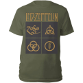 Led Zeppelin Gold Symbols in Black Square Marškinėliai