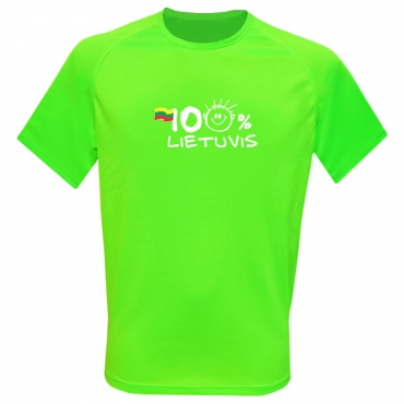 Sportiniai Marškinėliai 100 Procentų Lietuvis (Neon Green)