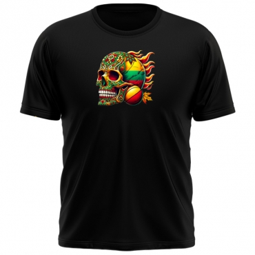 Tee Lithuania Skull In Flames