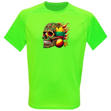 Sporty Neon Tee Lithuania Skull In Flames